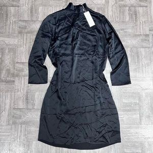 NEW Vince Black Silk Mock Neck Dress Size Small